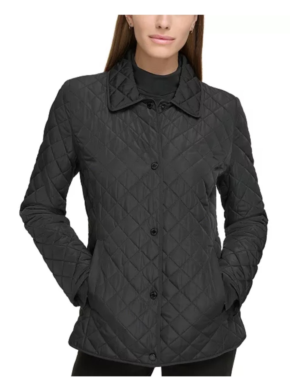 Calvin Klein Black Quilted Diamond-Stitch Puffer Jacket